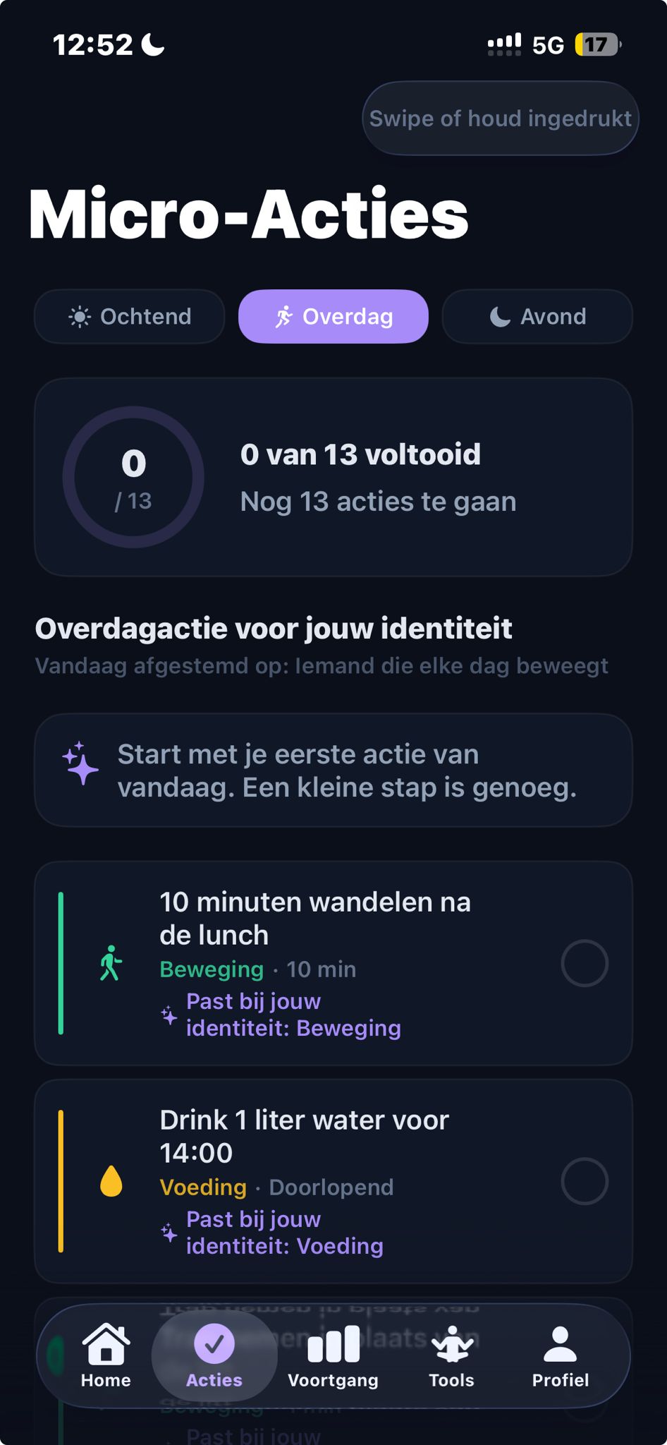 1ProcentBeter acties voor ochtend middag en avond